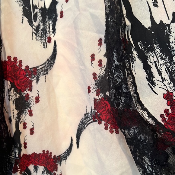 Goth Original Sin kimono top with black lace says size 10 fits M NWOT - Picture 3 of 9